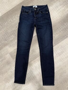 PAIGE Navy Dark Wash Skinny Jeans